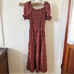 MAX STUDIO | Women’s Smocked Puff Sleeve Floral Maxi Dress size Small